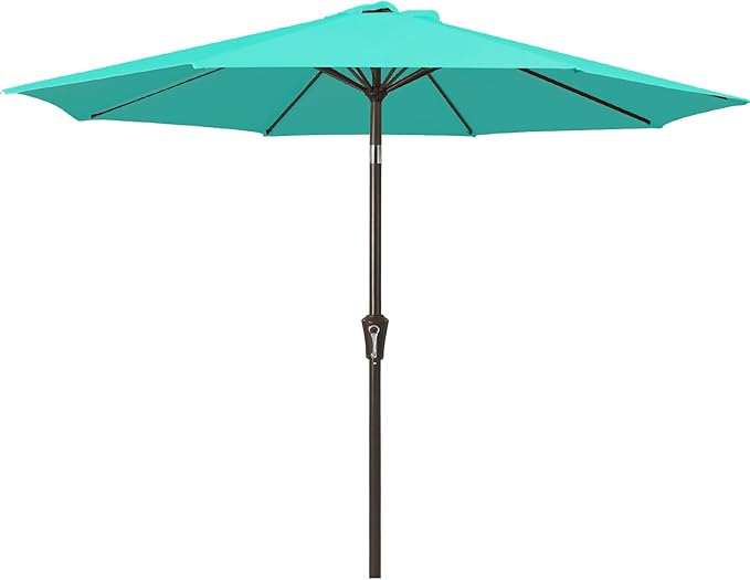 JEAREY 10FT Outdoor Patio Umbrella Outdoor Table Umbrella with Push Button Tilt and Crank, Market Umbrella 8 Sturdy Ribs UV Protection Waterproof for Pool, Garden (Aqua Sky)