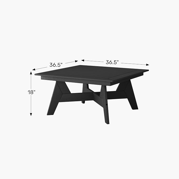 WestinTrends Avalon Modern Low Outdoor Patio Square HDPE Coffee Table, White