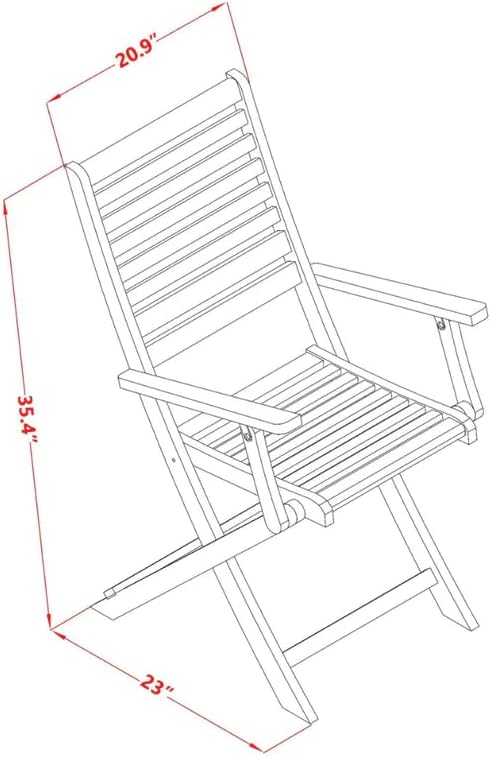East West Furniture DECM9CANA 9 Piece Patio Bistro Dining Furniture Set Includes a Rectangle Outdoor Acacia Wood Table and 8 Folding Arm Chairs, 40x72 Inch, Natural Oil