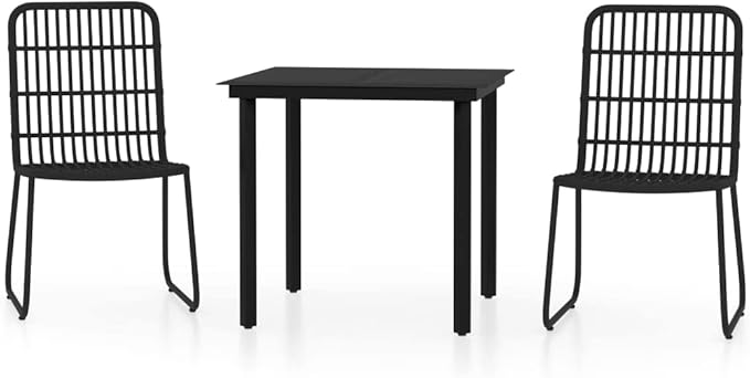Backyard Furniture Patio Conversation Sets Outdoor Seating 3 Piece Patio Dining Set Black Suitable for Swimming Pool, Courtyard, Garden