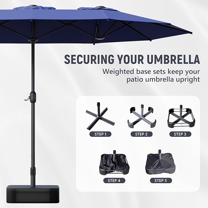 Sannwsg 15ft Large Patio Umbrella, Double Sided Outdoor Umbrellas, Market Umbrellas with Crank Handle, Backyard Umbrela for Deck, Garden, Pool