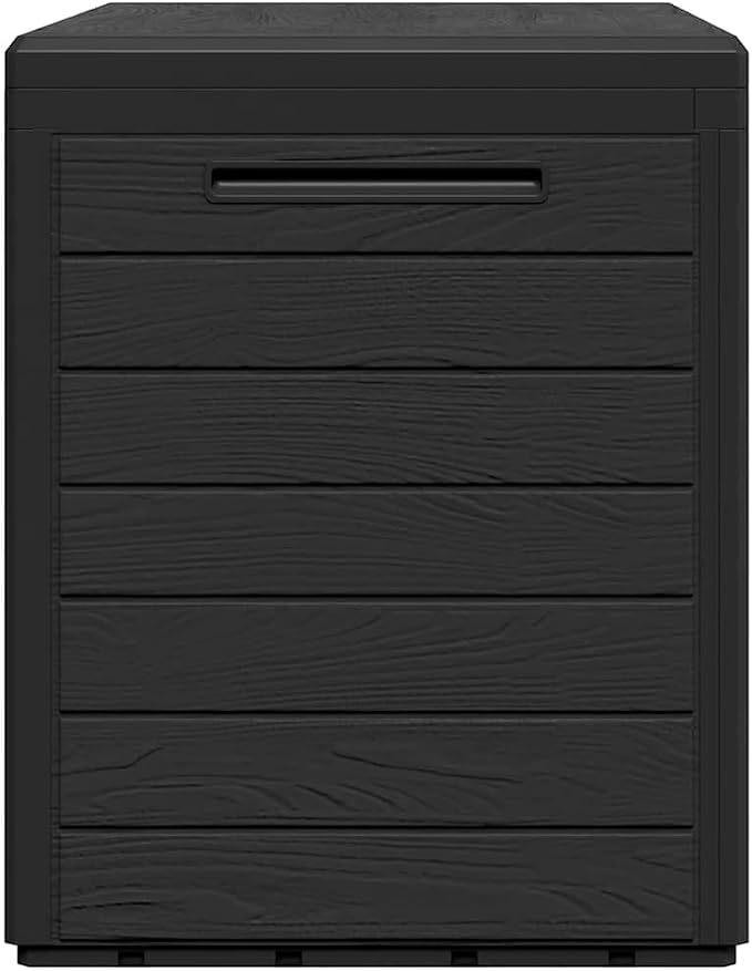 Garden Storage Box, 50 Gallon Outdoor Deck Bin, 30.7x17.3x21.7 in, Matte Polypropylene Organizer for Patio, Garden, Balcony, and Garage, Anthracite