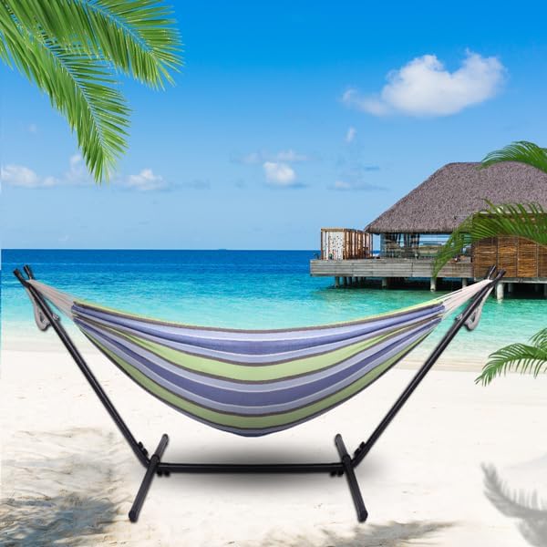 Hammock with Stand – Heavys Duty 800 LBS Capacity, Portable Hammock Set for Outdoors, Indoors, Patio, Garden, and Camping,Outdoor Hammock Swing Chair with Portable Heavy Duty Stand