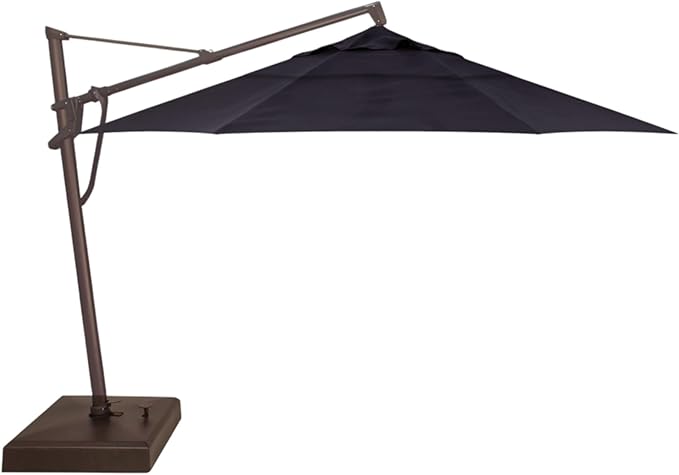 Treasure Garden AKZ PLUS Cantilever Umbrella 13' Octagonal Obravia Navy Canopy and Bronze Frame with Rolling Base