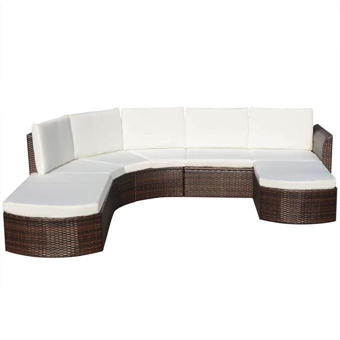 Patio Lounge Set with Cushions,Patio Furniture Sets,Patio Conversation Sets,Outdoor Furniture Sets,for Garden,Backyard,Outdoor,4 Piece Poly Rattan Brown