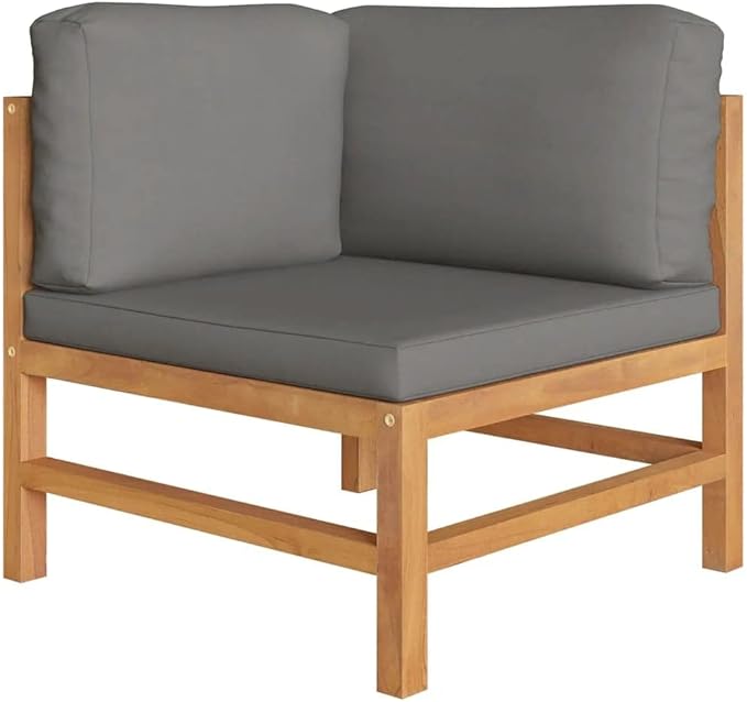 3-Seater Patio Sofa with Gray Cushions,Patio Lounge Set,Patio Furniture Sets,Patio Conversation Sets,Outdoor Furniture Sets,for Garden,Backyard,Outdoor,Solid Teak Wood