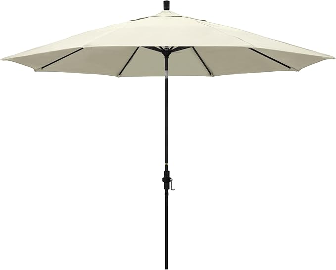 California Umbrella 11Ft Premium Sunbrella Patio Umbrella, Hand-Crank, Tilt-Collar, Black Frame, Canvas Fabric
