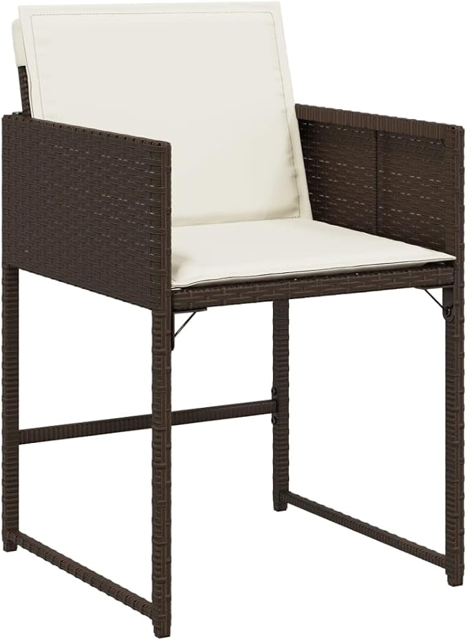 7 pcs Set Patio Dining Set & Outdoor Patio Furniture Set Brown PE Rattan Garden Dining Set Balcony Furniture for Front Porch Lawn Backyard 65 x 41.7 x 28.7 in