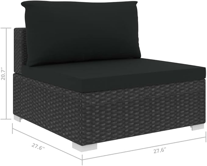 10 Piece Patio Lounge Set with Cushions, Outdoor Dining Sets Patio Conversation Set Outdoor Sofa Sets Sectional Sofa for Piazza Garden Exhibition Poolside Poly Rattan Black