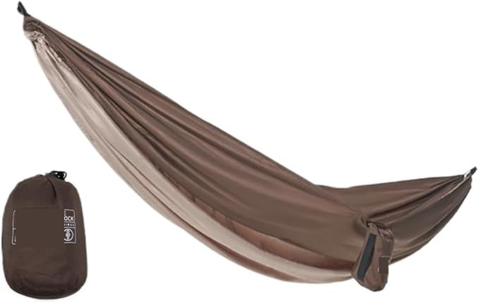 Hammock Ultraligt Outdoor Hammock Portable 1-2 Persons Leisure Swing Camping 200kg Bearing Sleeping Hanging Quick-Opening(2 Person Brown)