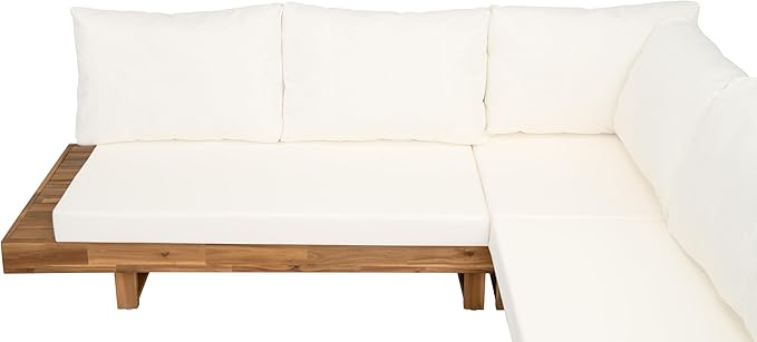 Christopher Knight Home Tenny 5-Seater Acacia Wood Patio Furniture Set, Outdoor Conversation Corner Sofa Set with Club Chair+Coffee Table, Patio Sectional Chat Set for Backyard/Balcony, Teak+Beige