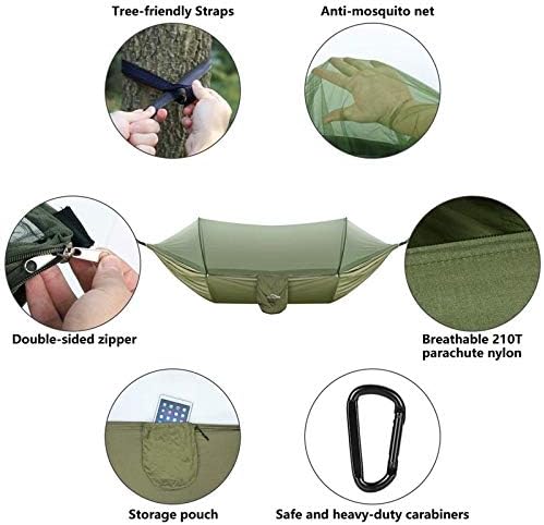 Fox Outfitters Mosquito Net Hammock XL - Built in Mosquito Net - Bug Protection - Easy Set Up - Comes with Tree Safe Hammock Straps & Steel Carabiners