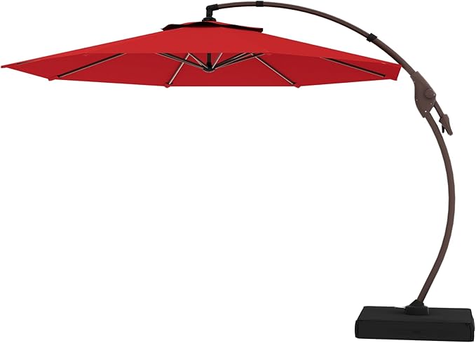 Cantilever Umbrella with Heavy-Duty Base, Outdoor Large Round Aluminum Offset Umbrella for Patio Garden Backyard, UV-Resistant Waterproof Canopy, 360° Rotation & Tilt Adjustment