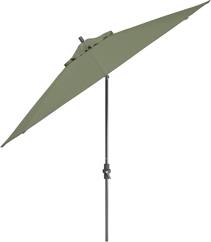 California Umbrella 11Ft Sunbrella Patio Umbrella, Fiberglass Ribs, Hand-Crank, Tilt-Collar, Gray Frame, Spa Fabric