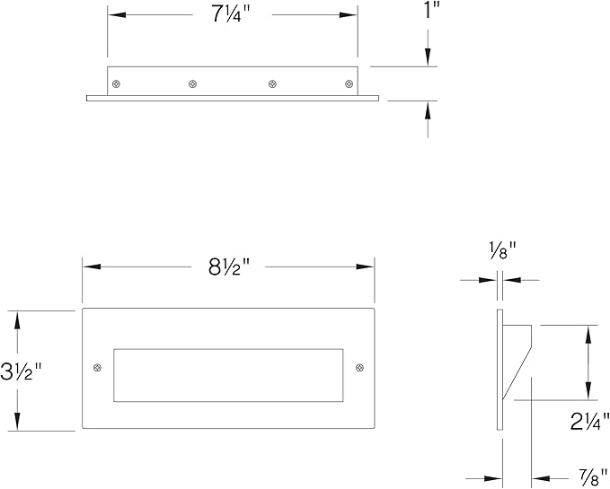 Hinkley Taper 12V Wide Horizontal Step Light, Wet Rated, Stainless Steel Construction, Recessed Mount, Etched Lens, ADA, Matte Black Stainless Finish