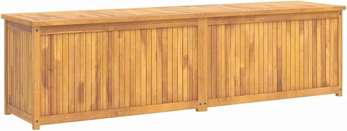 Large Teak Wood Storage Box for Outdoor and Indoor Use, Rustic Solid Teak Wood Storage Box for Cushions and Garden Tools in Natural Dimensions 78.7 x 19.7 x 21.7 in
