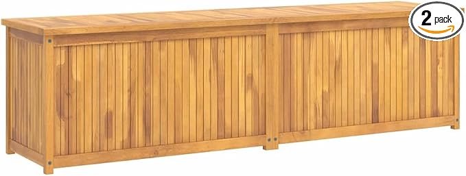 Solid Teak Wood Garden Storage Chest with Easy Open Lid, 200x50x55 cm, Spacious Outdoor Box for Tools and Cushions, Includes PE Bag for Dry Storage