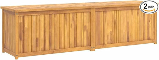200x50x55 cm Solid Teak Wood Garden Box with Easy Open Lid, Large Outdoor Storage Bench for Tools and Cushions, Deck Box for Garden, Shed and Garage
