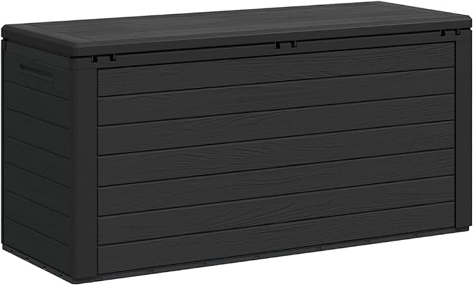 Outdoor Storage Box, 290 Gallon Garden Container, Patio Deck Bin for Cushions and Tools, 45.7 x 17.3 x 21.7 Inch Polypropylene Organization Chest, Anthracite