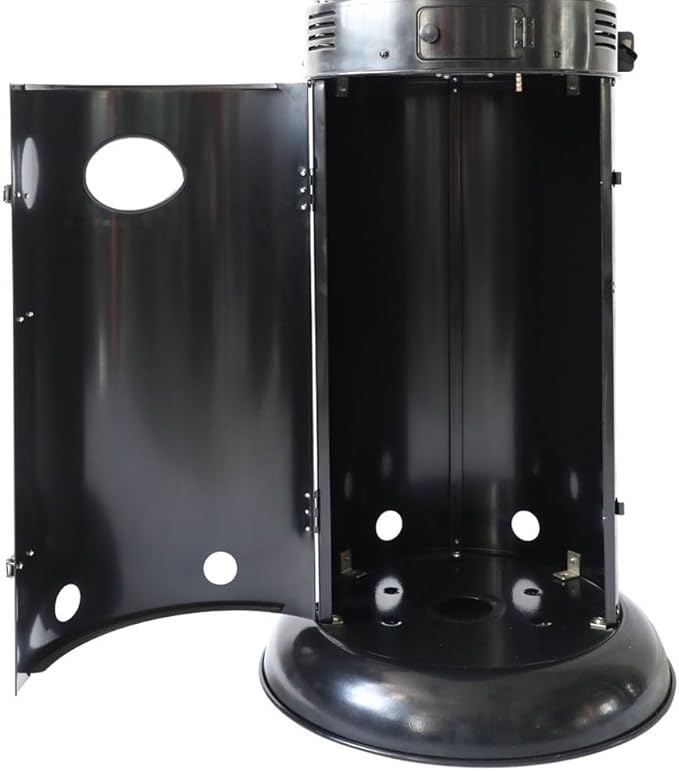 Hiland 77'' Round Glass Tube Patio Heater, 40000 BTU, Black, Propane, Wheels Included, Anti-Tilt Protection