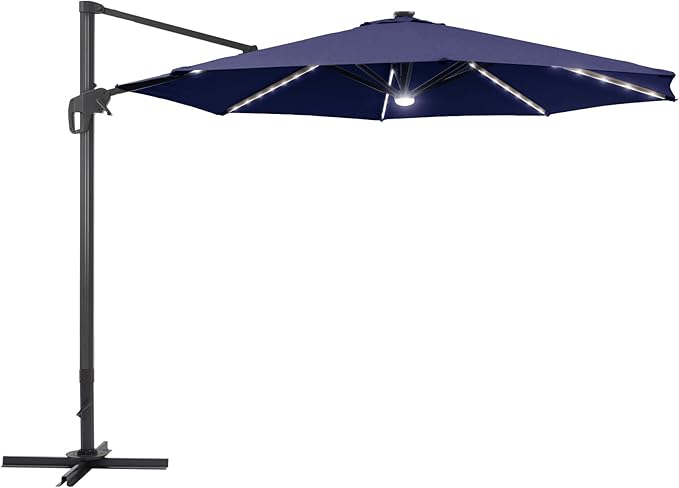 FLAME&SHADE 11 ft Cantilever Offset Patio Umbrella, Large Heavy Duty Outdoor Patio Umbrella Aluminum 360° Rotation Round Outdoor Umbrella for Deck,Pool,Backyard