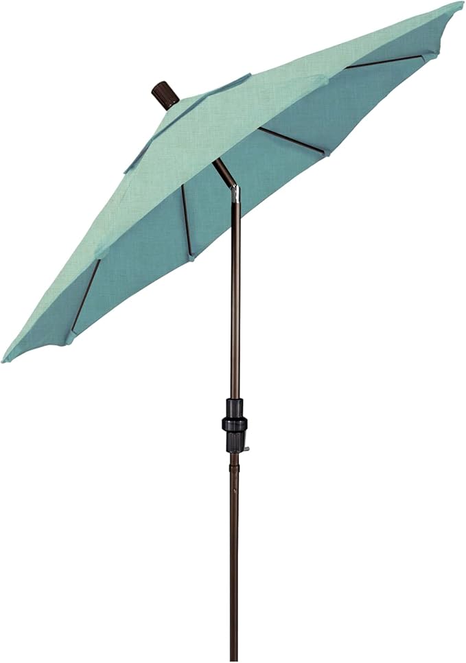 California Umbrella 7.5' Round Crank Lift, Collar Tilt, Aluminum Pole, Fiberglass Rib Patio Umbrella, Bronze Finish