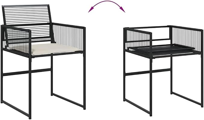 5 Piece Garden Dining Set, Black PE Rattan Outdoor Patio Table and Foldable Chairs, 4 Person Rectangular Dinette Set with Tempered Glass Top for Backyard Deck Balcony