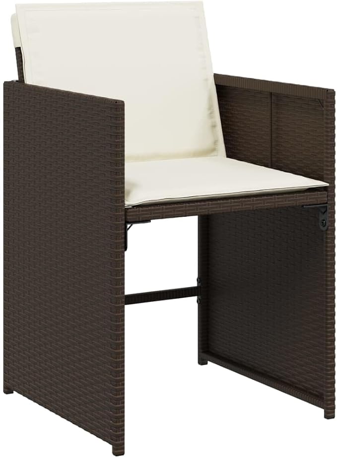 13 Piece Patio Dining Set with Cushions Brown Poly Rattan Outdoor Furniture for 12 People, Folding Chairs, Glass Table, UV-Proof Garden Dining Set for Backyard, Lawn, Porch, Easy Assembly