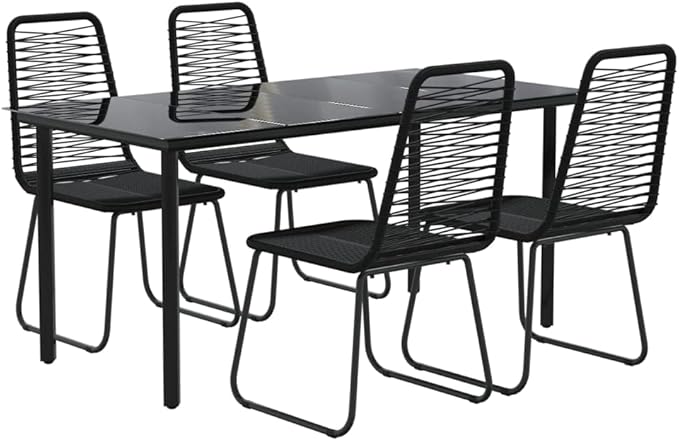 Backyard Furniture Patio Conversation Sets Outdoor Seating 5 Piece Patio Dining Set Black Suitable for Swimming Pool, Courtyard, Garden