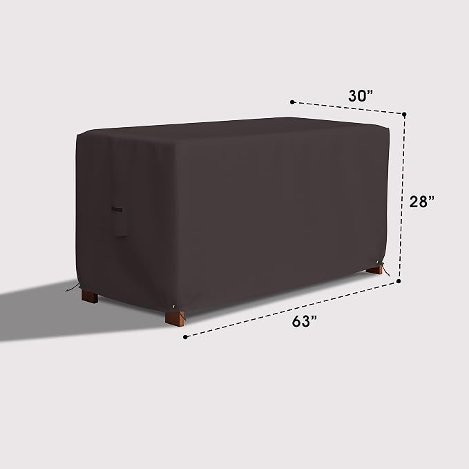 Covers & All Patio Deck Box Cover - Heavy Duty 12 Oz Waterproof Outdoor Yard Cushion Storage Box Protection 100% Weather Resistant with Air Pockets and Drawstring. (63” W X 30”D x 28”H, Coffee)