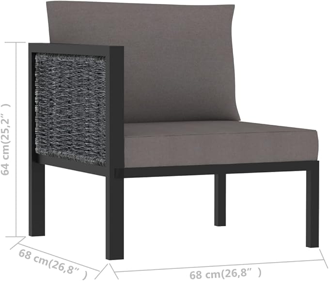 Sectional Corner Sofa with Right Armrest Poly Rattan Anthracite, Outdoor Patio Sectional, Outdoor Sofa Set, Furniture Conversation Sets, Outdoor Porch Furniture for Balcony, Yard