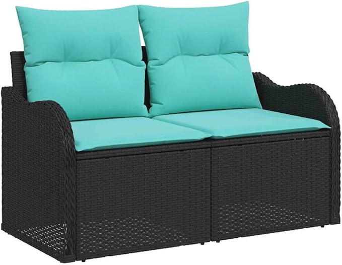Garden Sofa Set 8 STK. Black Poly Rattan Outdoor Furniture Set with Patio Conversation Sets for Garden Seating and Outdoor Living Space