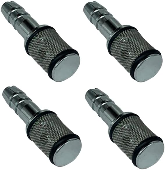 4-Pack Pressure Washer Detergent Chemical Soap Hose Brass & Chrome Pickup Filter Screen Valve, 1/4 Barb, with Internal Check Valve, 400 Micron