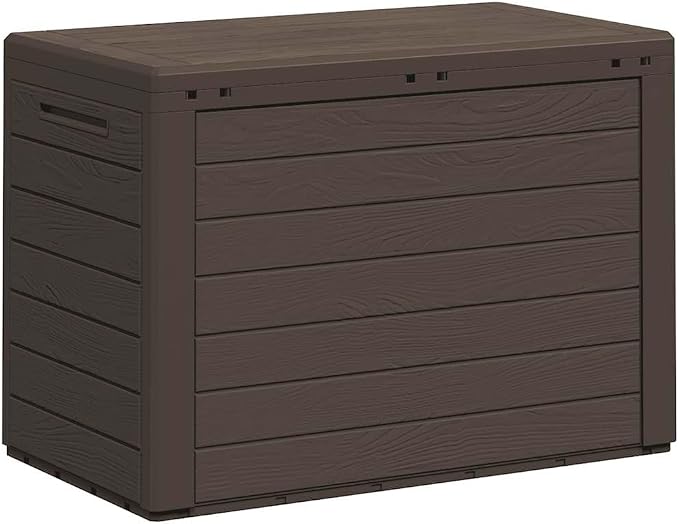 Polypropylene Patio Storage Chest Brown 30.7x17.3x21.7 Inch Garden Storage Box for Cushions Pillows Blankets and Toolbox