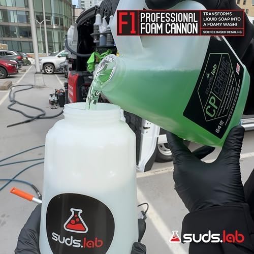 Suds Lab F1 Professional Foam Cannon with 32 Ounce Canister | Adjustable Foam Nozzle, Quick Connect Pressure Washer, Car Washing