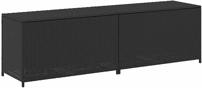 Poly Rattan Patio Storage Box with PE Liner, 78.7x19.6x23.6 Inch Outdoor Storage Chest for Cushions and Garden Supplies