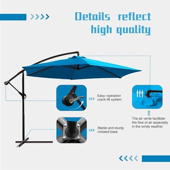 Greesum 9FT Patio Umbrella, Outdoor Table Umbrella with Push Button Tilt, Crank and 8 Sturdy Ribs for Garden, Lawn, Backyard & Pool