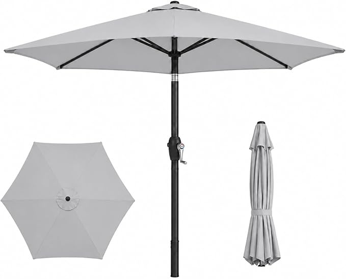 7.5ft Patio Umbrella, Outdoor Table Market Umbrella with Smooth Crank Lift, 6 Windproof Fiberglass Ribs, UPF50+ UV Protection for Deck, Pool, Garden and Backyard