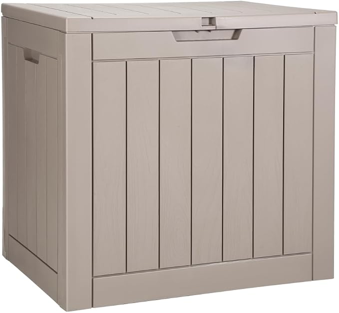 free-space 31 Gallon Resin Outdoor Storage Deck Box, Waterproof Weatherproof Patio Storage Organizer for Cushions, Garden Tools & Outdoor Accessories