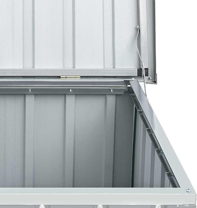 Large Outdoor Storage Box 58.7"x39"x36.6" Grey Galvanized Steel Deck Box for Patio Furniture Cushions Garden Tools Pool Accessories and Backyard Organization