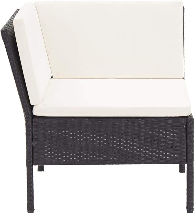 Patio Sofa Set with Cushions,Patio Lounge Set,Outdoor Furniture,Outdoor Furniture Sets,Patio Conversation Sets,for Garden,Deck,Backyard,6 Piece Poly Rattan Black