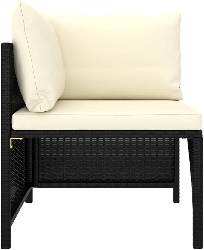 9-Piece Black PE Rattan Patio Lounge Set, Modular Sectional with Cream Cushions, 23.6" Cube Seats for Deck, Balcony, Garden