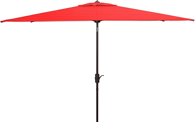 SAFAVIEH Outdoor Collection Athens Red 7 x 10 Ft Rectangular Auto Tilt Crank UV Protected Umbrella