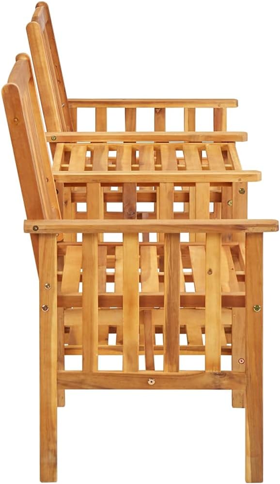 Patio Chairs with Tea Table 62.6"x24"x36.2" Solid Acacia Wood, Bistro Set Porch Furniture Set Front Porch Furniture Patio Conversation Set for Garden Piazza Exhibition Poolside