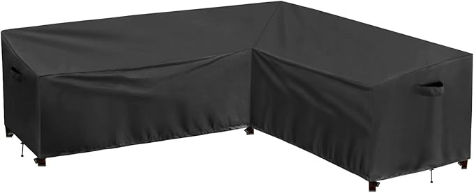 PureFit Outdoor Sectional Sofa Cover Waterproof L Shaped Patio Furniture Covers for Deck, Lawn and Backyard, 104”x83” Right Facing, Black