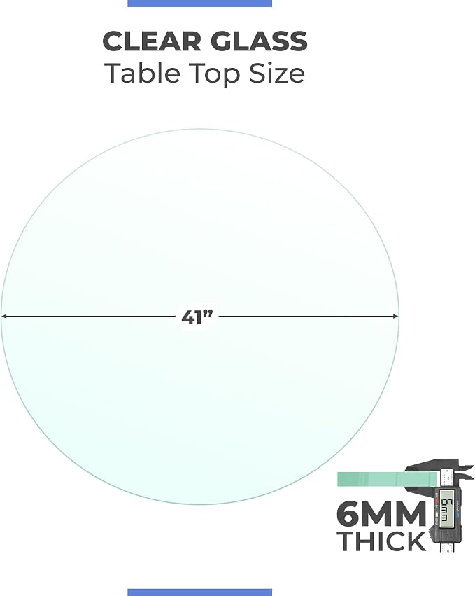 41 Inch Round Tempered Flat Polished Edge Glass Table Top -1/4” Thick Round Glass Table Top–Heavy Duty, Dining, Coffee, and Office Tables by Fab Glass and Mirror