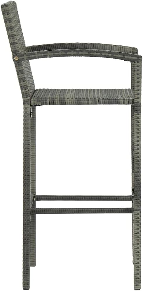 5 Piece Patio Bar Set with Armrest,Garden Table and Chairs Sets,Garden Conversation Sets, Outdoor Patio Furniture,for Patio,Backyard,Garden,Poly Rattan Gray