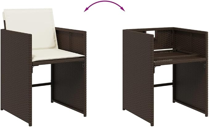 7 Piece Patio Dining Set with Cushions Brown PE Rattan Outdoor Furniture Set for Garden Backyard Balcony