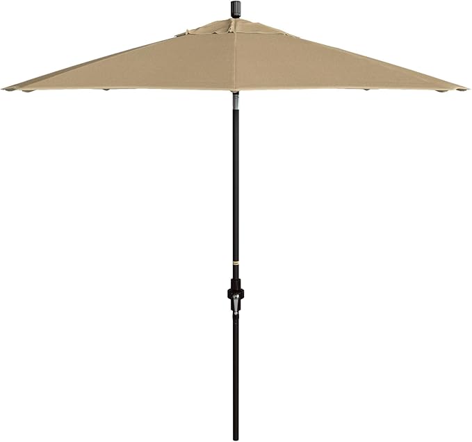 California Umbrella 9' Round Aluminum Market Umbrella, Crank Lift, Collar Tilt, Bronze Pole, Sunbrella Spectrum Cilantro