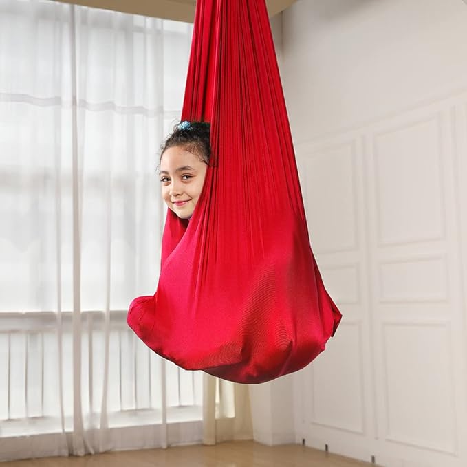 Hammock Outdoor Portable Garden Courtyard Hanging Swing Hammock Chair Set for Children Kid(1.5m-Red)